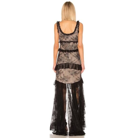 Alexis Timotha Lace Ruffle Maxi Dress Gown Size S Black #2H451 - Picture 4 of 13